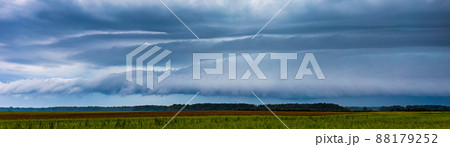 Thunder storm clouds with supercell wall cloud, summer, Lithuania Thunder storm clouds with supercell wall cloud, summer, Lithuania 88179252