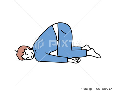 悩む、落ち込んでるイラスト(落ち込む、ガッカリ、無気力、ストレス、怠惰、疲れ、失敗、倦怠感) 88180532