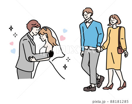 ウェディングのイラスト(結婚、結婚式、披露宴、ドレス、ブーケ、幸せ、夫婦、チャペル) ウェディングのイラスト(結婚、結婚式、披露宴、ドレス、ブーケ、幸せ、夫婦、チャペル) 88181285