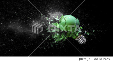 green electric light bulb exploding 88181925