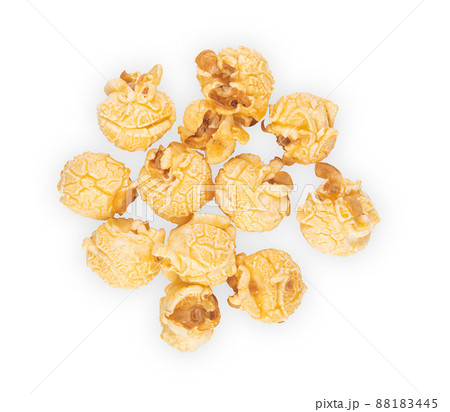 Popcorn isolated on whitw background. Top view Popcorn isolated on whitw background. Top view 88183445