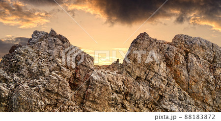 summit of Zugspitze in the german alps with dark evenibg clouds summit of Zugspitze in the german alps with dark evenibg clouds 88183872