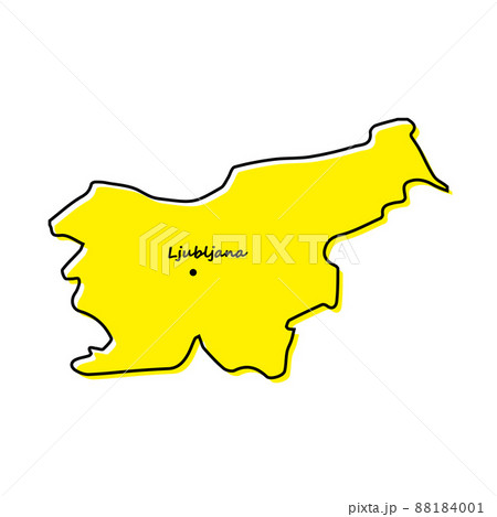 Simple outline map of Slovenia with capital location 88184001