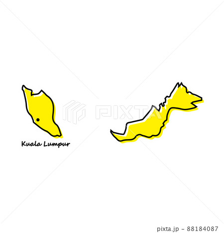 Simple outline map of Malaysia with capital location Simple outline map of Malaysia with capital location 88184087