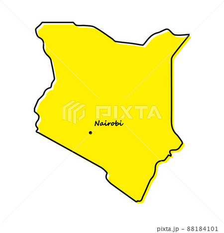 Simple outline map of Kenya with capital location
