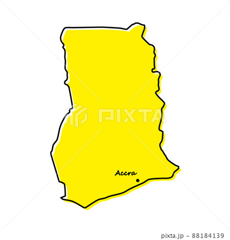 Simple outline map of Ghana with capital location
