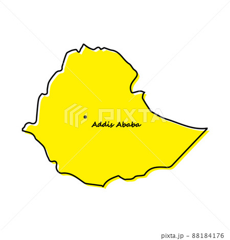 Simple outline map of Ethiopia with capital location