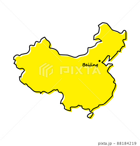 Simple outline map of China with capital location Simple outline map of China with capital location 88184219