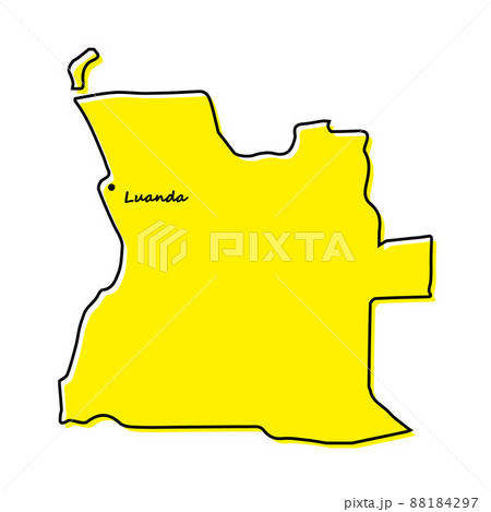 Simple outline map of Angola with capital location