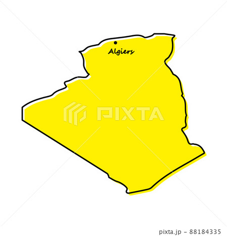 Simple outline map of Algeria with capital location
