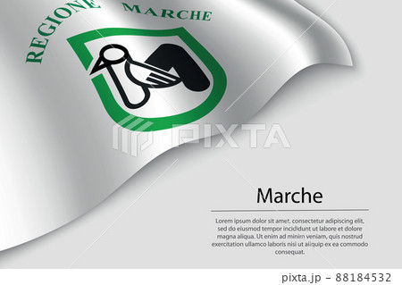 Wave flag of Marche is a region of Italy. 88184532