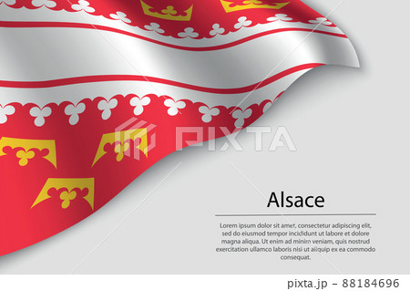 Wave flag of Alsace is a region of France. Banner or ribbon 88184696