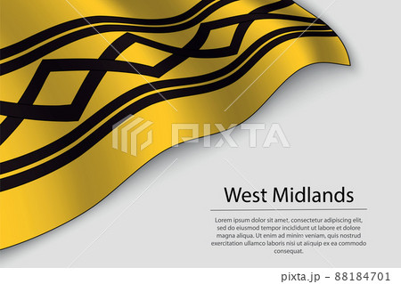 Wave flag of West Midlands is a county of England. Banner or rib Wave flag of West Midlands is a county of England. Banner or rib 88184701