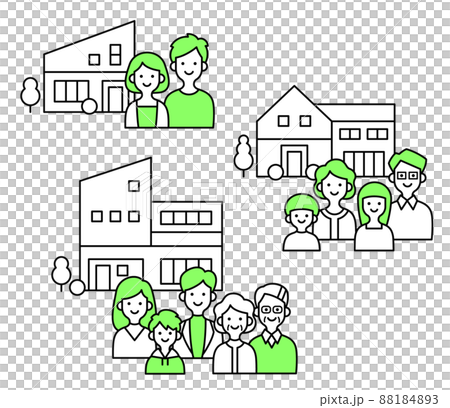 Detached house and family 88184893