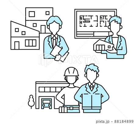 建築会社 建築家 工務店のイラスト素材 1849