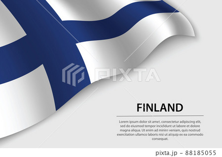 Wave flag of Finland on white background. Banner or ribbon vecto 88185055