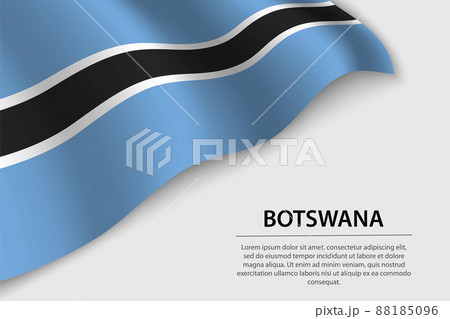 Wave flag of Botswana on white background. Banner or ribbon vect 88185096