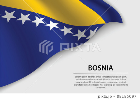 Wave flag of Bosnia on white background. Banner or ribbon vector 88185097