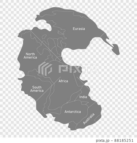 Map of Pangaea with borders of continents template for your design 88185251