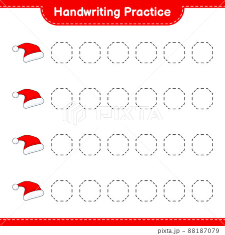 Handwriting practice. Tracing lines of Santa Hat. Educational children game, printable worksheet, vector illustration 88187079