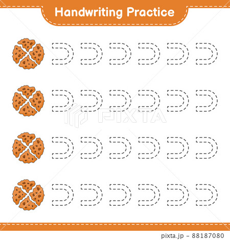 Handwriting practice. Tracing lines of Cookie. Educational children game, printable worksheet, vector illustration 88187080