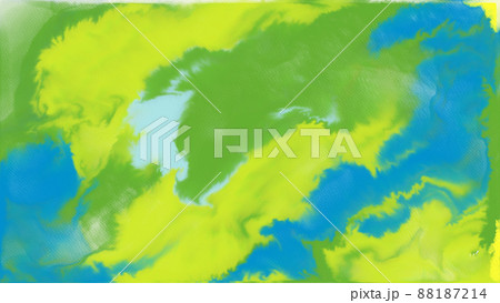 緑と青の混ざり合う水彩イメージ背景 88187214