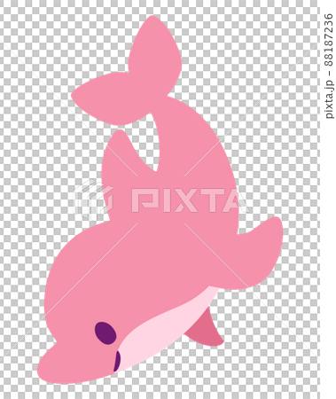 海豚向下游泳的變形插圖(粉紅色) 海豚向下游泳的變形插圖(粉紅色) 88187236