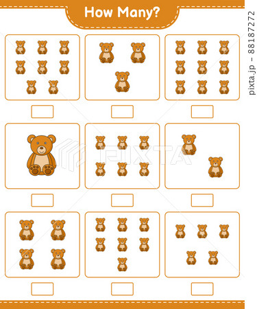 Counting game, how many Teddy Bear. Educational children game, printable worksheet, vector illustration Counting game, how many Teddy Bear. Educational children game, printable worksheet, vector illustration 88187272