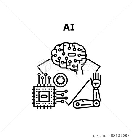 Ai Technology Vector Concept Black Illustration 88189008