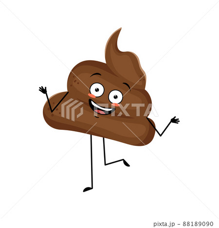 Cute shit character with emotions dancing, smile face, arms and legs. The funny, happy or smile hero, joyful turd with eyes. Vector flat illustration Cute shit character with emotions dancing, smile face, arms and legs. The funny, happy or smile hero, joyful turd with eyes. Vector flat illustration 88189090