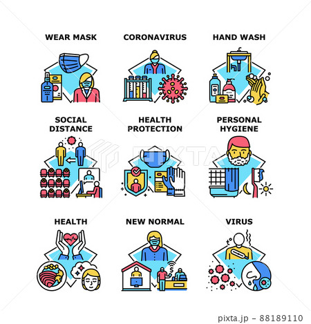 Health Protection Set Icons Vector Illustrations Health Protection Set Icons Vector Illustrations 88189110