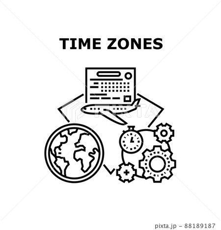 Time Zones World Vector Concept Black Illustration Time Zones World Vector Concept Black Illustration 88189187