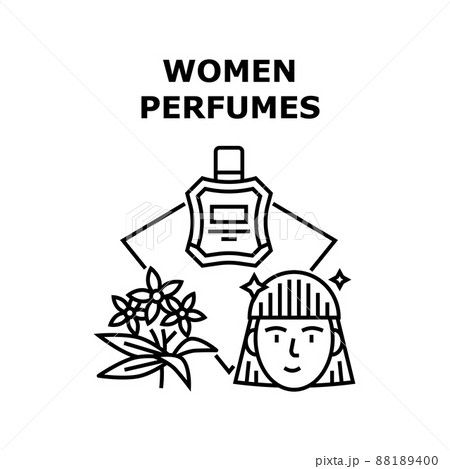 Women Perfumes Vector Concept Black Illustration Women Perfumes Vector Concept Black Illustration 88189400