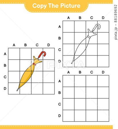 Copy the picture, copy the picture of Umbrella using grid lines. Educational children game, printable worksheet, vector illustration 88189692
