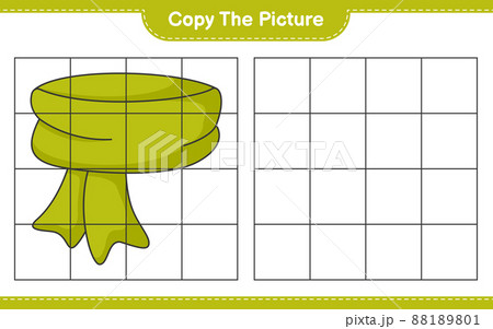 Copy the picture, copy the picture of Scarf using grid lines. Educational children game, printable worksheet, vector illustration 88189801