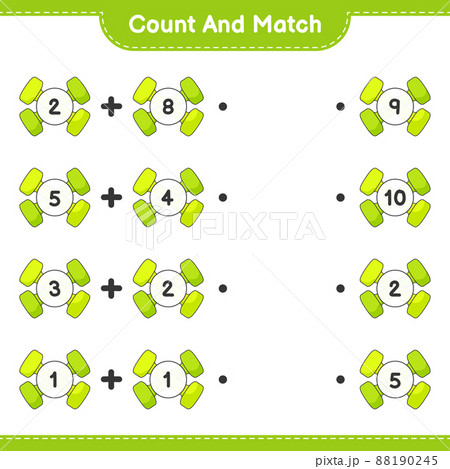 Count and match, count the number of Dumbbell and match with the right numbers. Educational children game, printable worksheet, vector illustration 88190245