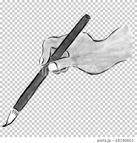 筆で書くモノクロイラスト（墨の手描きイラスト） 88190601