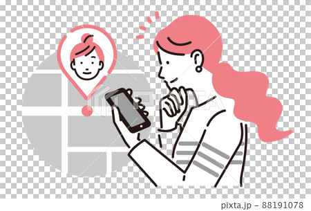 人物 スマホのGPS機能を使って子供の居場所を確認するお母さん 88191078