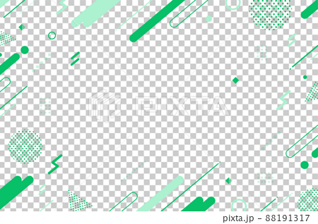 【緑・黄緑系】幾何学模様背景・メンフィスのフレームパターン素材	 88191317