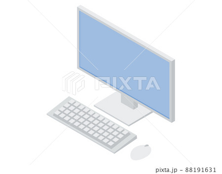 デスクトップパソコンのイラスト　アイソメトリック　主線なし 88191631