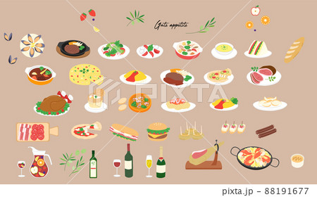 Various foods color illustration set 88191677