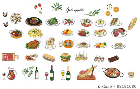 Various foods color illustration set 88191680