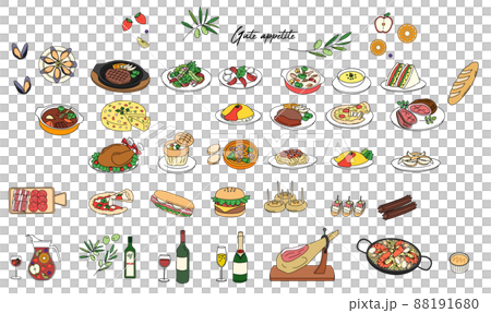 Various foods color illustration set 88191680