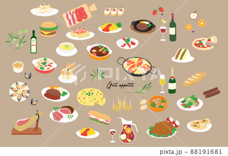 Various foods color illustration set 88191681