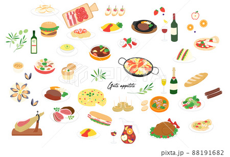 Various foods color illustration set 88191682