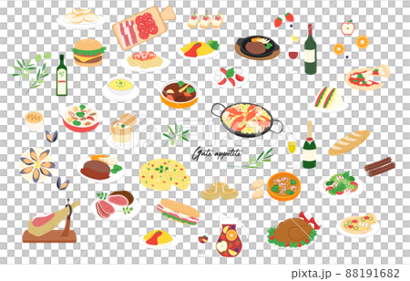 Various foods color illustration set 88191682