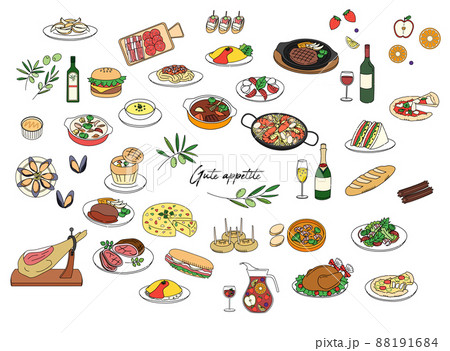 Various foods color illustration set 88191684