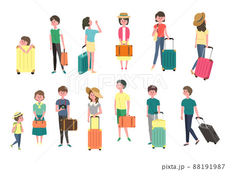 旅行をする人々のイラストセット 旅行をする人々のイラストセット 88191987