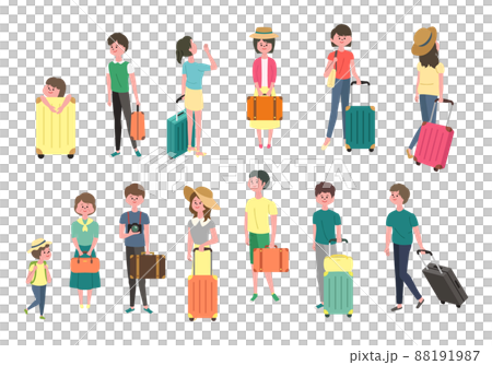 旅行をする人々のイラストセット 旅行をする人々のイラストセット 88191987
