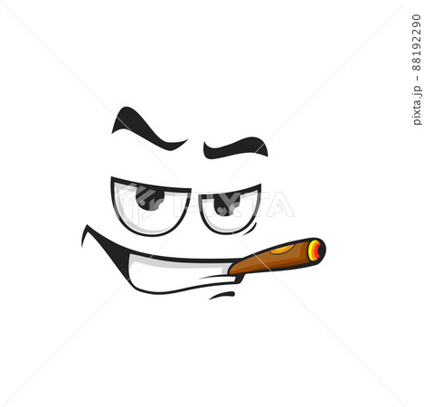 Cartoon smoking face, vector character with... - Stock Illustration  [88192290] - PIXTA